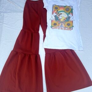 Boho girls bell bottom outfit like new